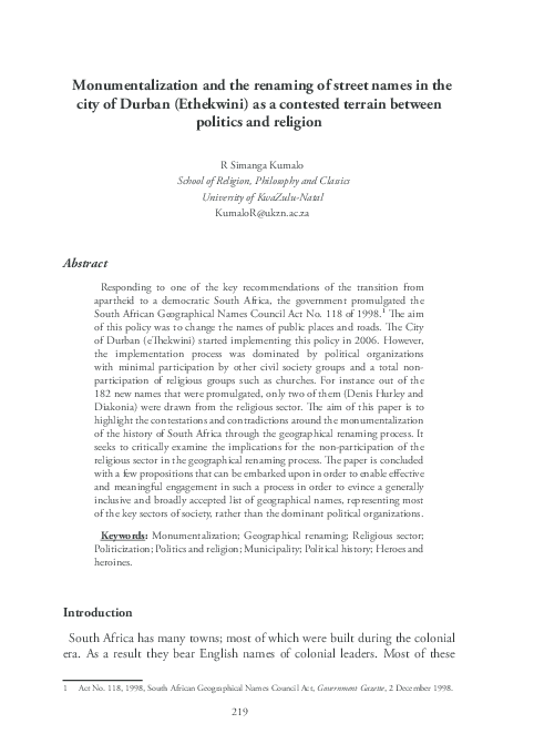 Renaming of streets in south africa image