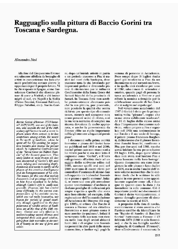 (PDF) Baccio Gorini pittore tra Toscana e Sardegna
