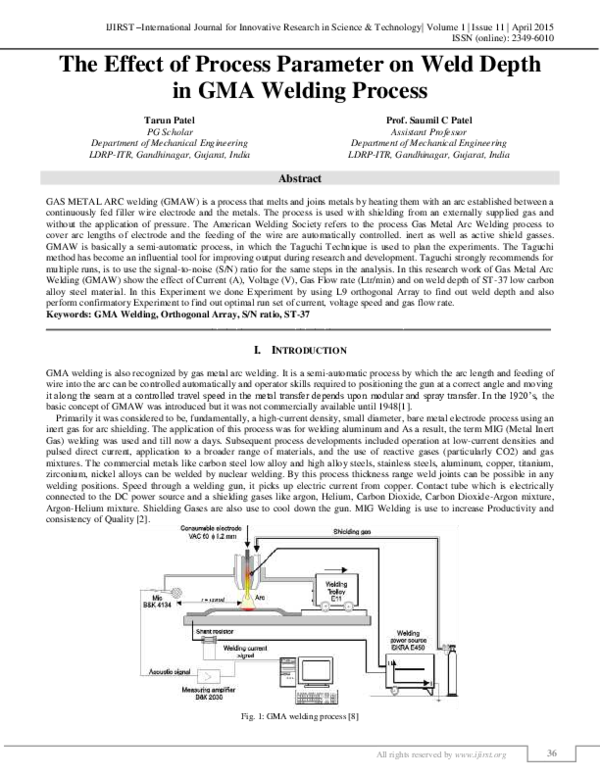 (PDF) The Effect of Process Parameter on Weld Depth in Gas metal arc ...