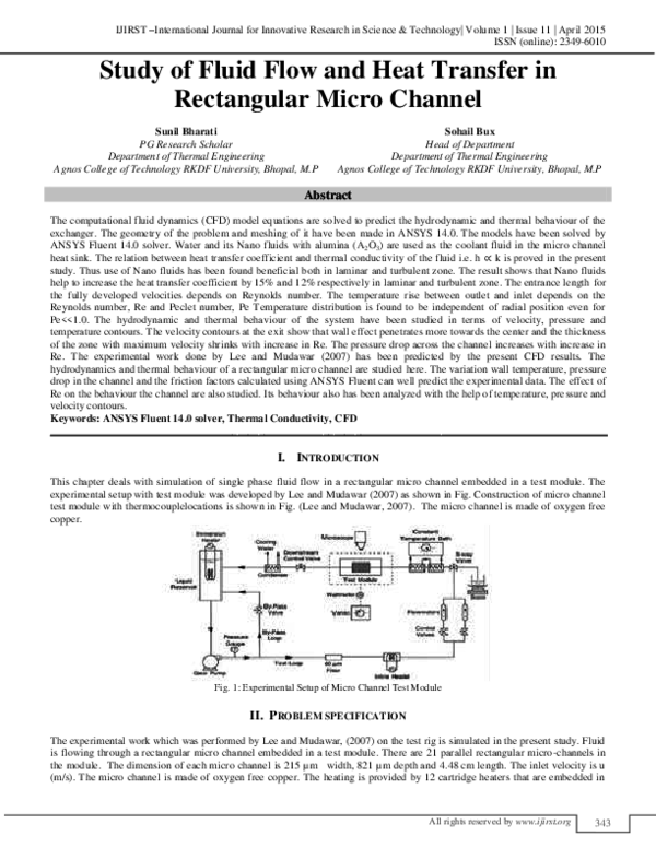 (PDF) Study of Fluid Flow and Heat Transfer In Rectangular Micro Channel