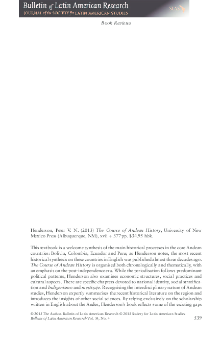 The Course of Andean History