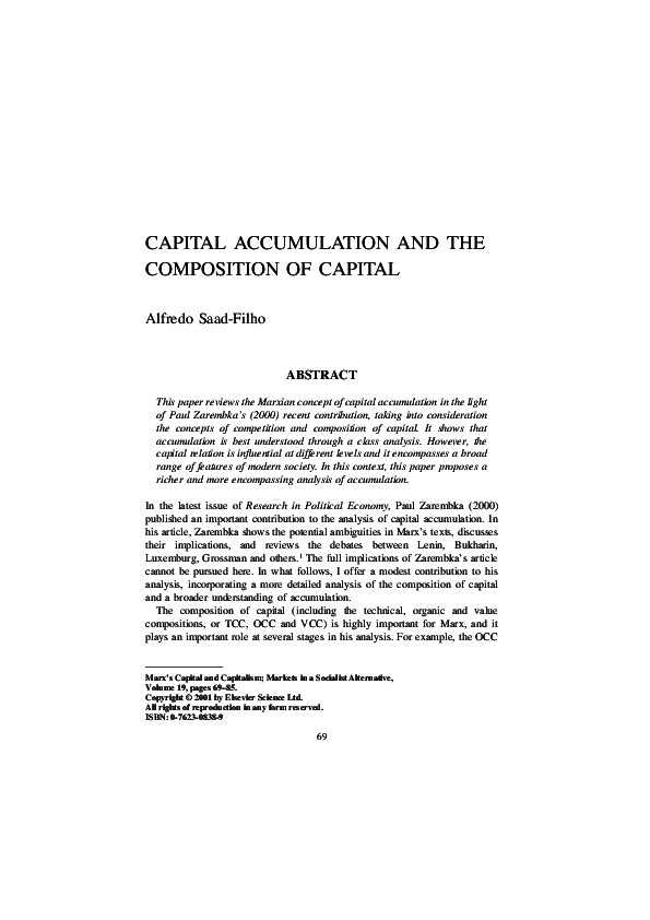 Capital Accumulation And Income Distribution Pdf (PDF) CAPITAL ACCUMULATION AND THE COMPOSITION OF CAPITAL