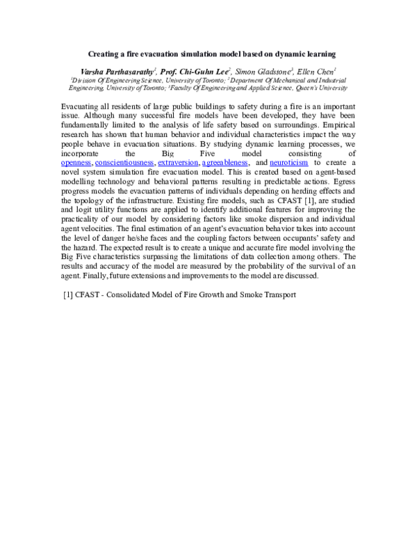 (DOC) Creating a fire evacuation simulation model based on dynamic learning
