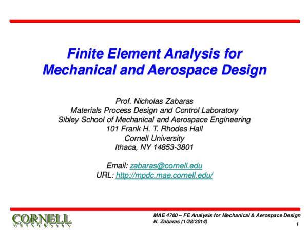 (PDF) Finite Element Analysis for Mechanical and Aerospace Design