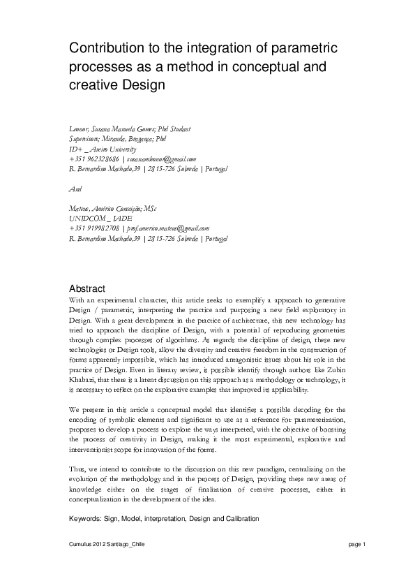 (PDF) Contribution to the integration of parametric processes as a ...