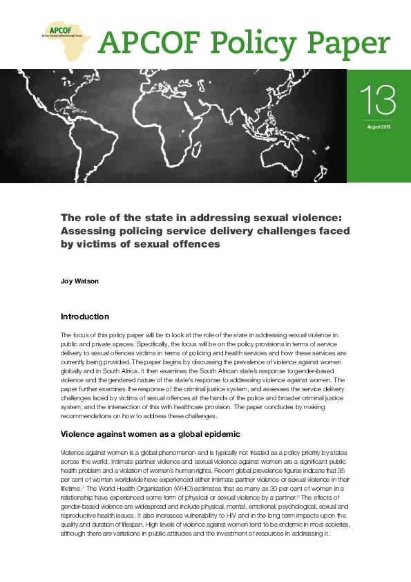 (PDF) The role of the state in addressing sexual violence Assessing