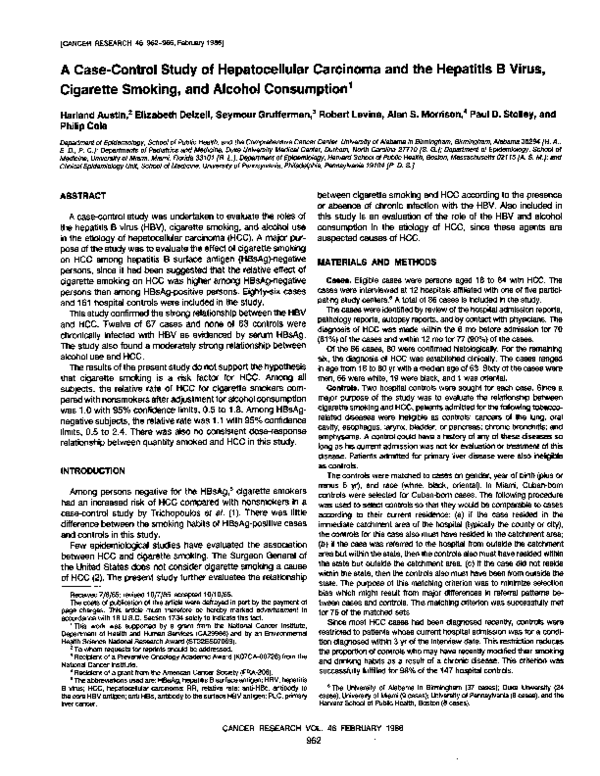 (PDF) A Case-Control Study of Hepatocellular Carcinoma and the ...