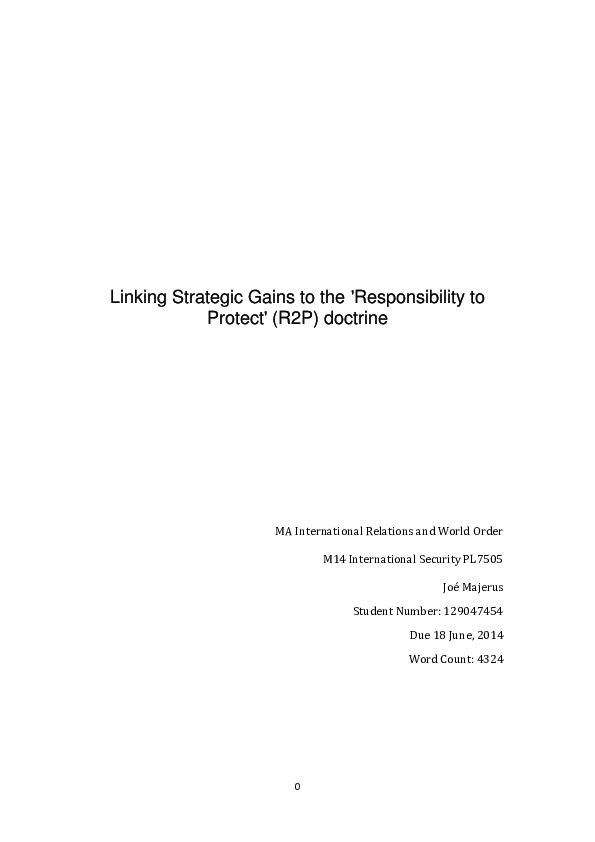 (PDF) Linking Strategic Gains to the ‘Responsibility to Protect' (R2P ...