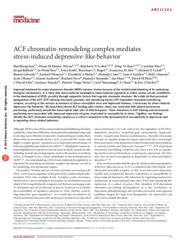 (PDF) ACF chromatin-remodeling complex mediates stress-induced ...