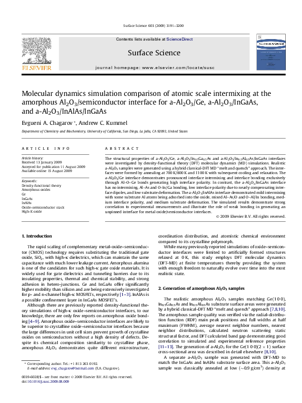 (PDF) Molecular dynamics simulation comparison of atomic scale ...