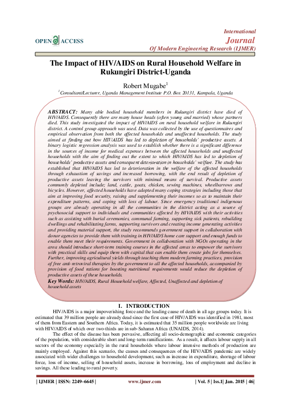 (PDF) The Impact of HIV/AIDS on Rural Household Welfare in Rukungiri ...