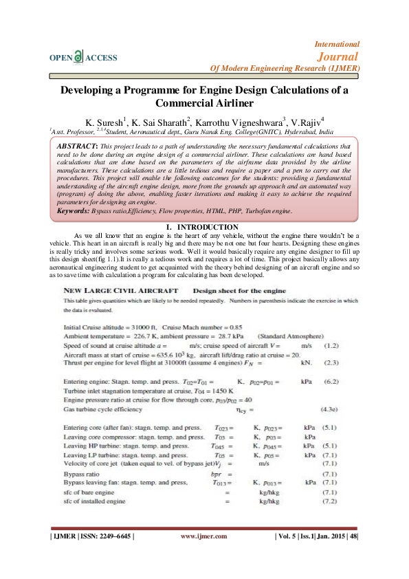 (PDF) Developing a Programme for Engine Design Calculations of a ...