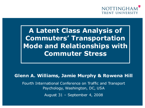 (PDF) A Latent Class Analysis of Commuters’ Transportation Mode and ...