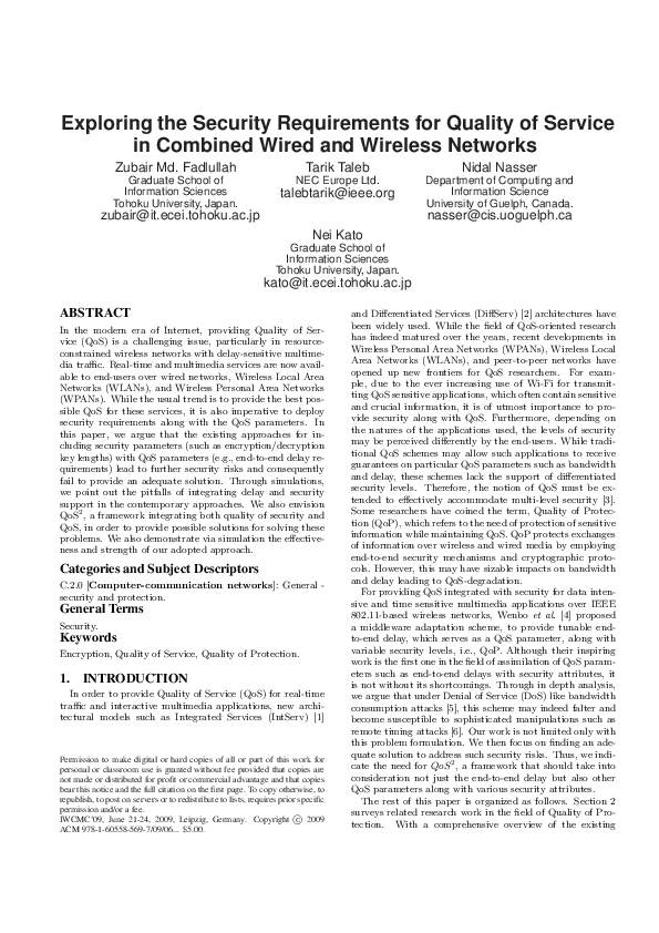(PDF) Exploring the Security Requirements for Quality of Service in ...