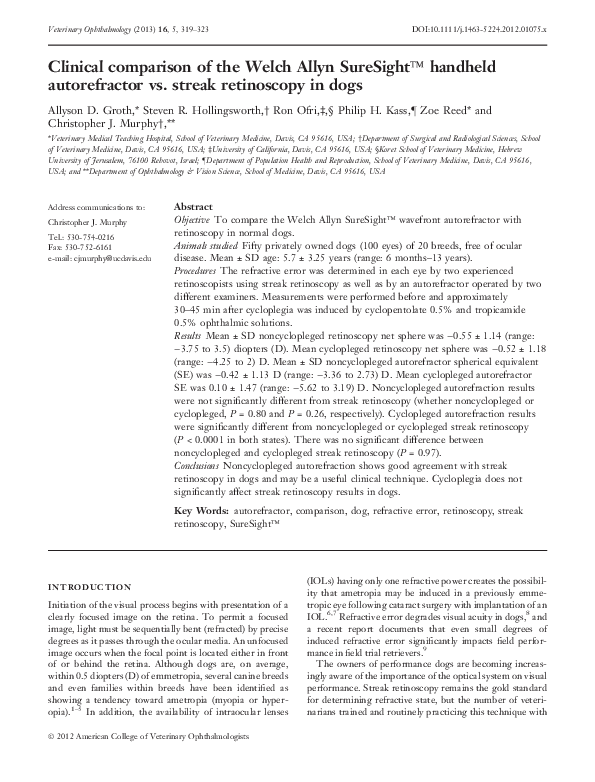 (PDF) Clinical comparison of the Welch Allyn SureSightTM handheld