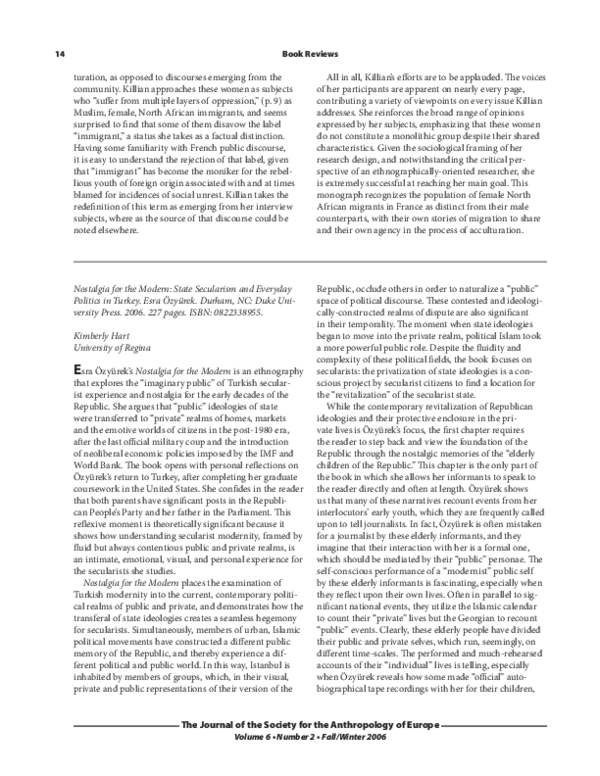 (PDF) Review of Özyürek, Esra. Nostalgia for the Modern: State ...