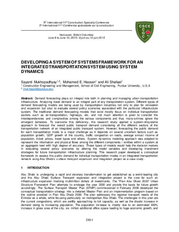 (PDF) DEVELOPING A SYSTEM OF SYSTEMS FRAMEWORK FOR AN INTEGRATED ...