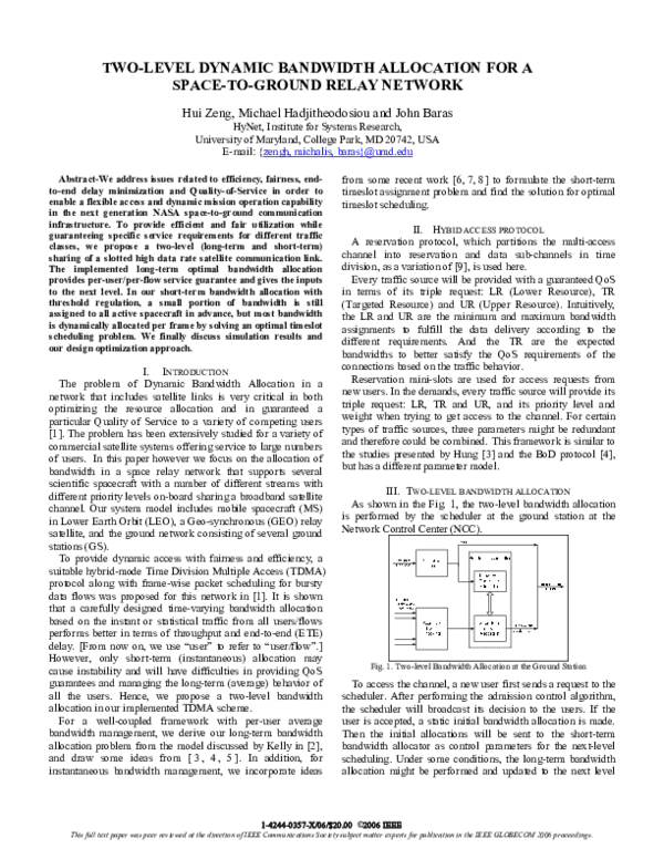 (PDF) Two-level Dynamic Bandwidth Allocation for a Space-to-Ground ...