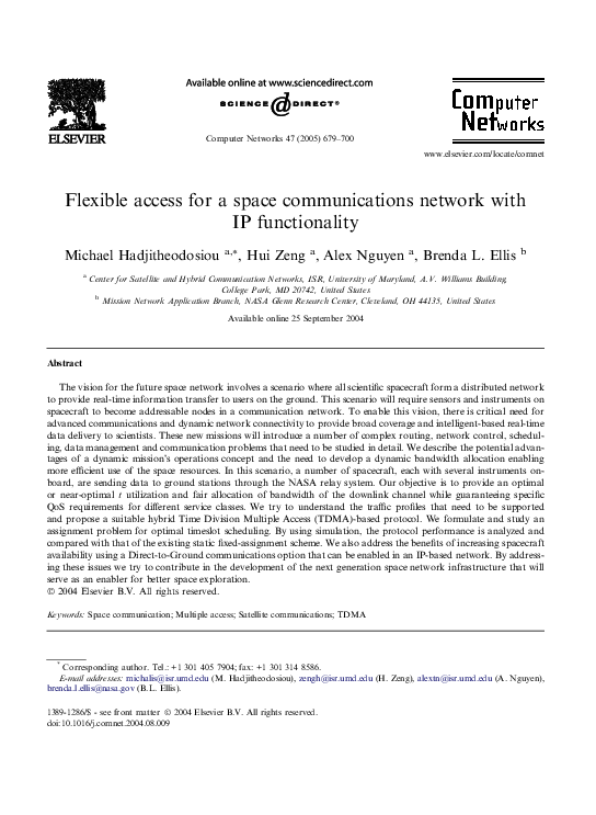 (PDF) Flexible access for a space communications network with IP ...