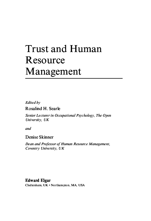 (PDF) The Evolution of Trust and Control as Seen through an ...