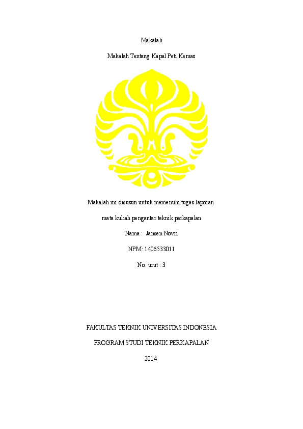 Doc Makalah Kapal Peti Kemas Jansen Novri Academia Edu