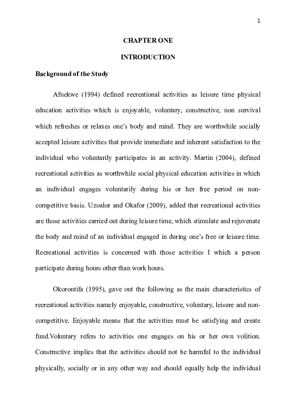 (DOC) CHAPTER ONE INTRODUCTION Background of the Study Ebuka okeke