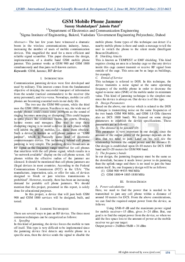 (PDF) GSM Mobile Phone Jammer IJSRD International Journal for