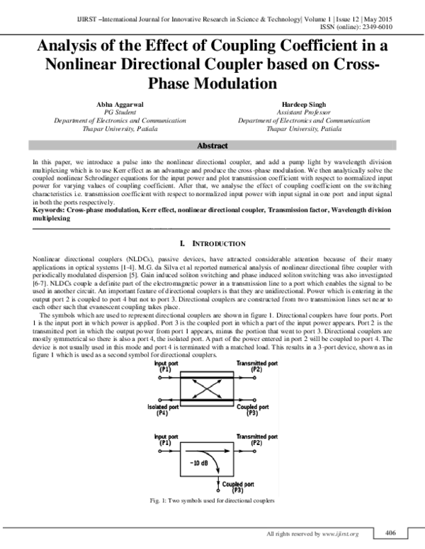 (PDF) Analysis of the Effect of Coupling Coefficient in a Directional Coupler Based On
