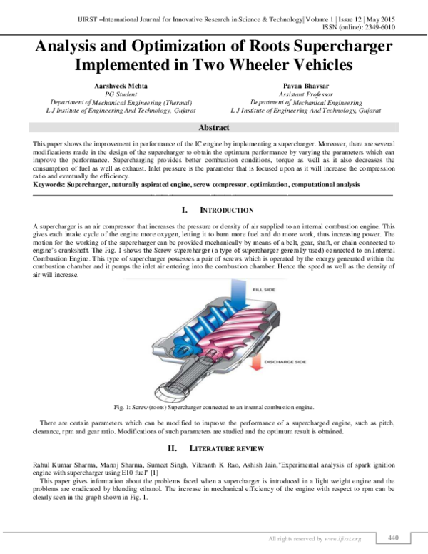 (PDF) Analysis and optimization of Roots supercharger implemented in ...