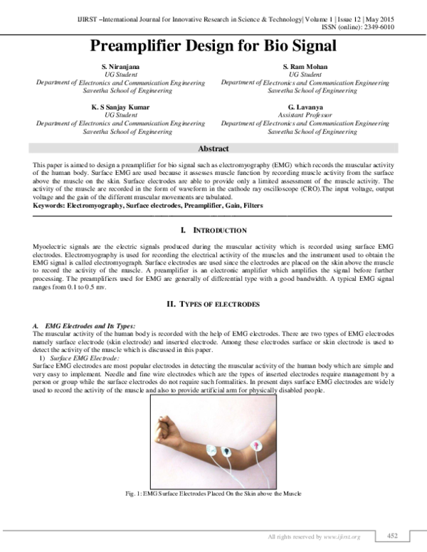 (PDF) Preamplifier Design for Bio Signal IJIRST International Journal for Innovative