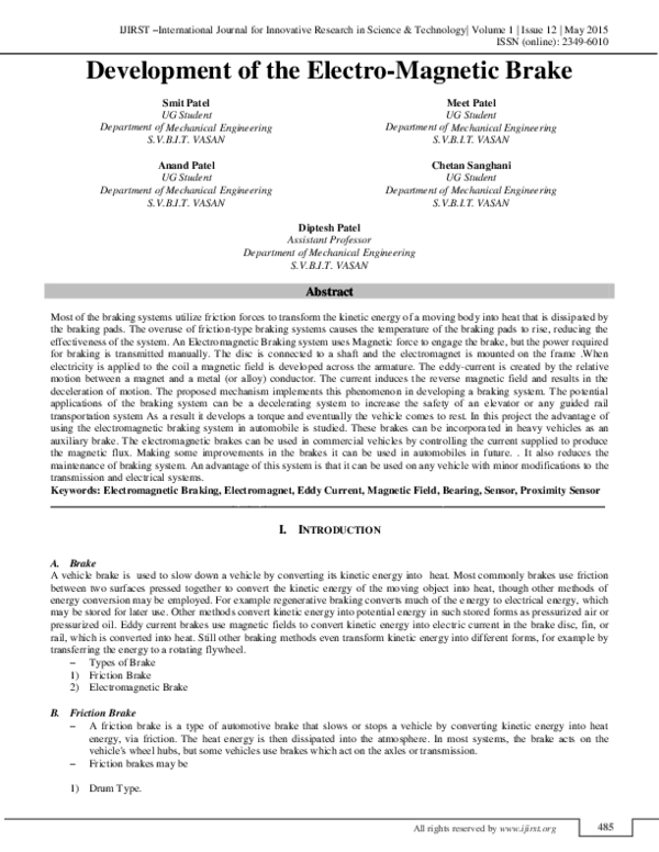 (PDF) Development of the Brake IJIRST