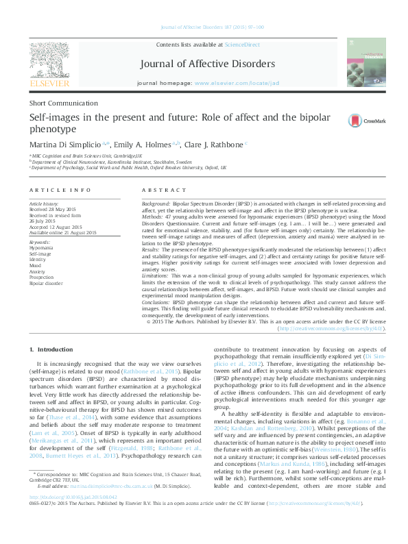 (PDF) Self-images in the present and future: Role of affect and the ...