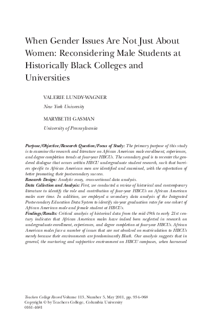 (PDF) When Gender Issues Are Not Just About Women: Reconsidering Male ...