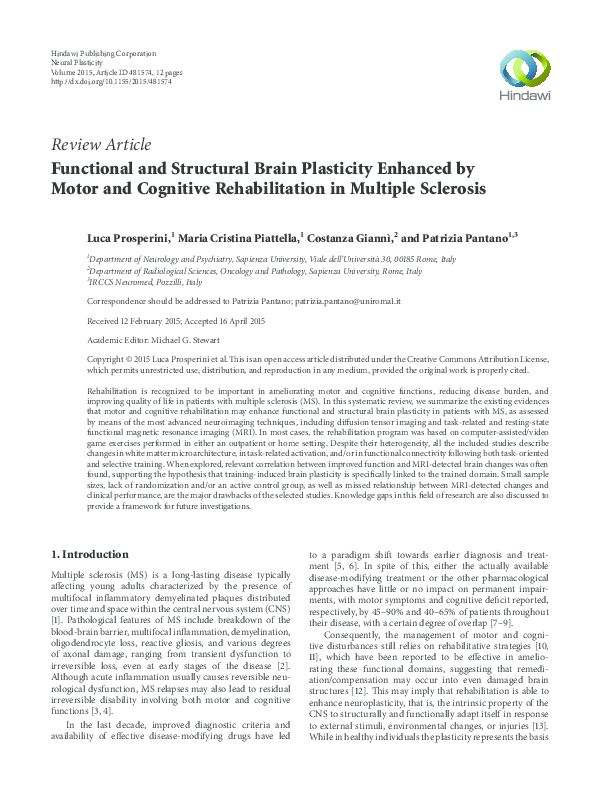 (PDF) Review Article Functional and Structural Brain Plasticity ...