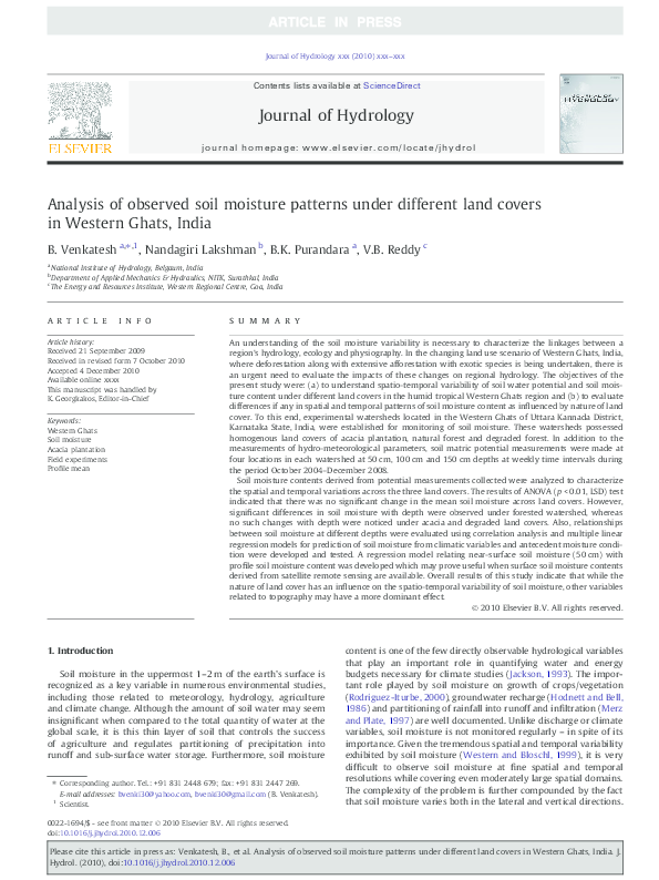 (PDF) BVJHAnalysis of observed soil moisture patterns under different ...