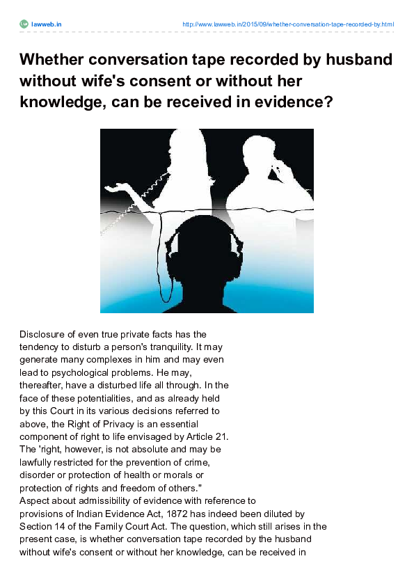 (PDF) Admissibility of tape recorded evidence and right to privacy