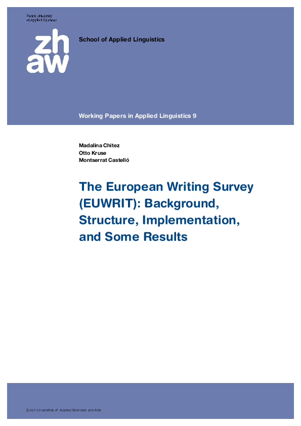 (PDF) The European Writing Survey (EUWRIT): Background, Structure ...