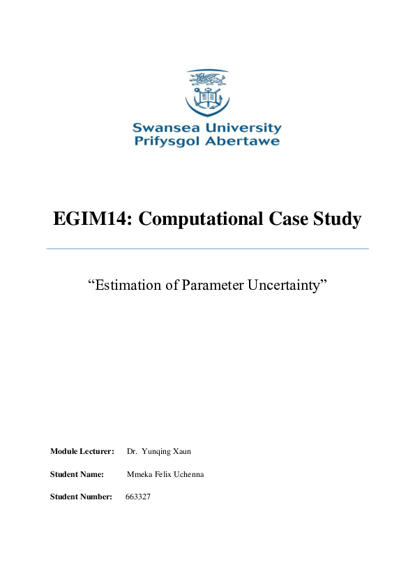 (PDF) Estimation of Parameter Uncertainty