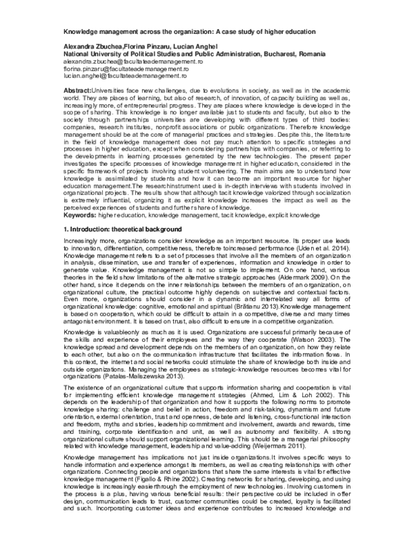 (PDF) Knowledge management across the organization: A case study of ...