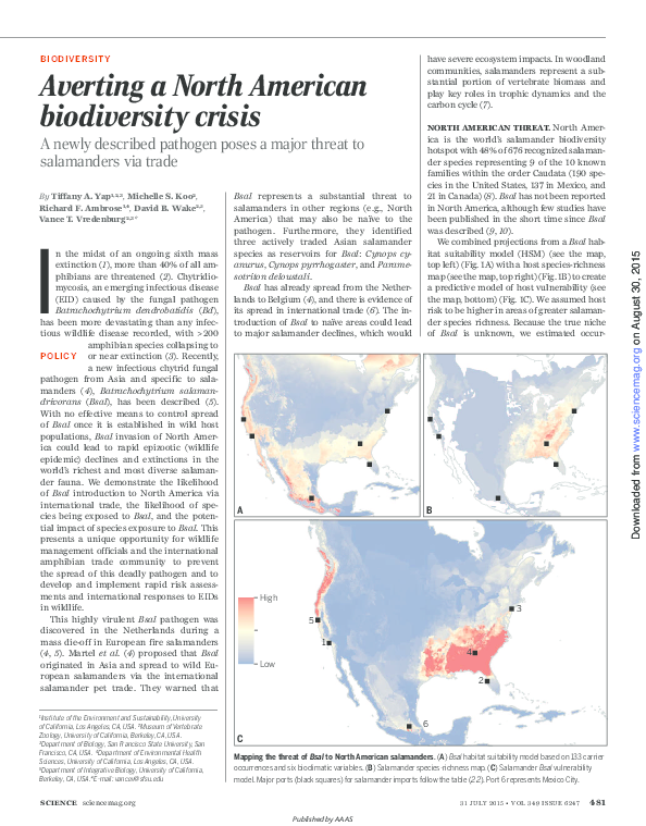 (PDF) Averting a North American biodiversity crisis