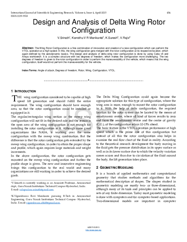 (PDF) Design and Analysis of Delta Wing Rotor Configuration