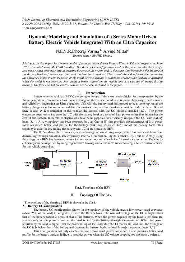 (PDF) Dynamic Modeling and Simulation of a Series Motor Driven Battery