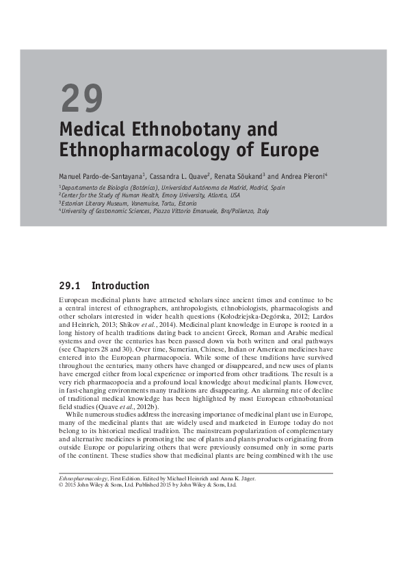 (PDF) Medical Ethnobotany and Ethnopharmacology of Europe Renata
