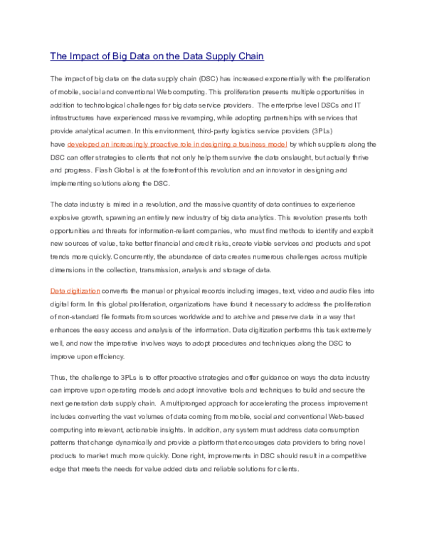 (DOC) The Impact of Big Data on the Data Supply Chain