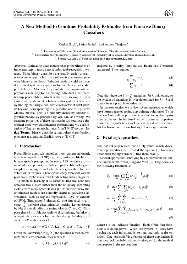 (PDF) A New Method to Combine Probability Estimates from Pairwise ...