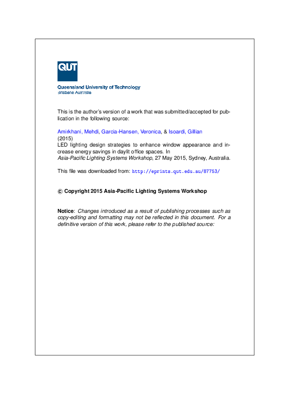 (PDF) LED lighting design strategies to enhance window appearance and