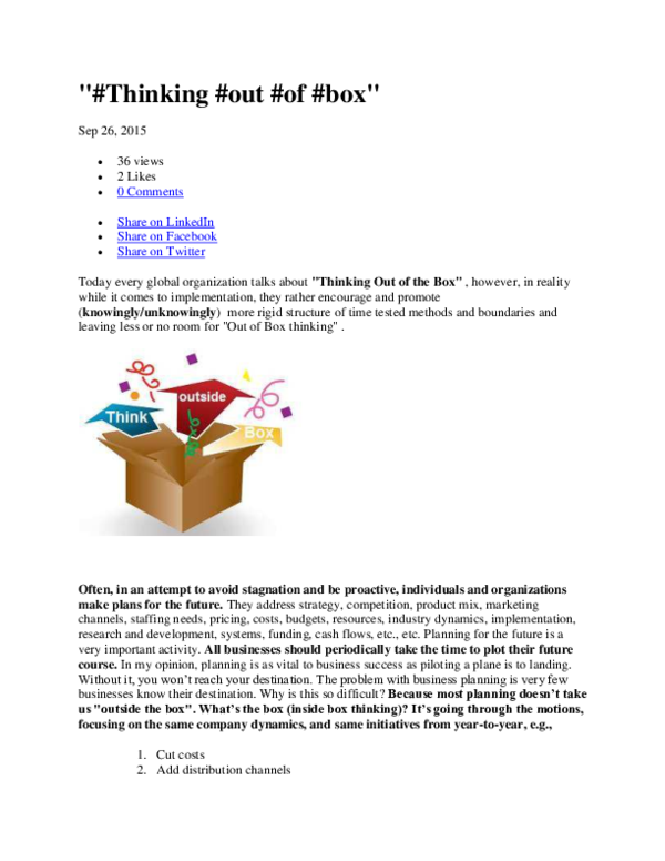 (PDF) Out of Box Thinking