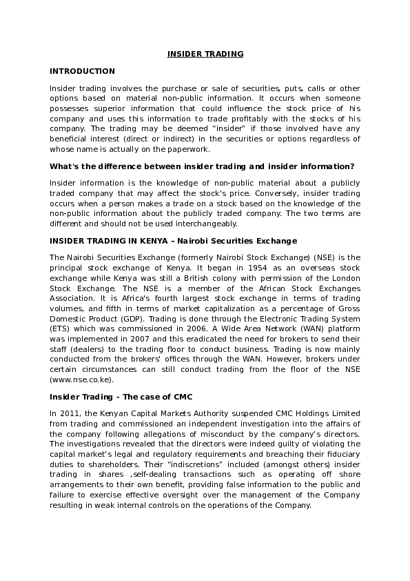 Insider trading in the news picture