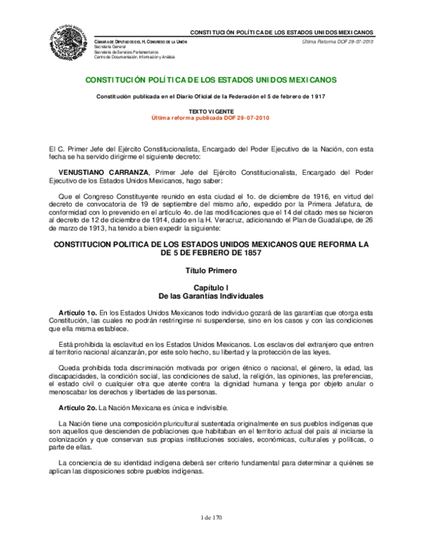 (PDF) CONSTITUCIÓN POLÍTICA DE LOS ESTADOS UNIDOS MEXICANOS ...