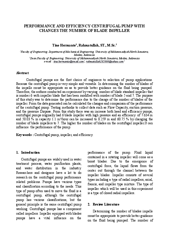 (DOC) PERFORMANCE CENTRIFUGAL PUMP WITH CHANGES THE NUMBER OF BLADE ...